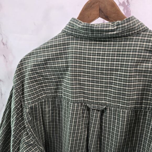 Columbia Shirt Mens Large Green Button Down Up Plaid Cotton Vintage Long Sleeve - Picture 6 of 10